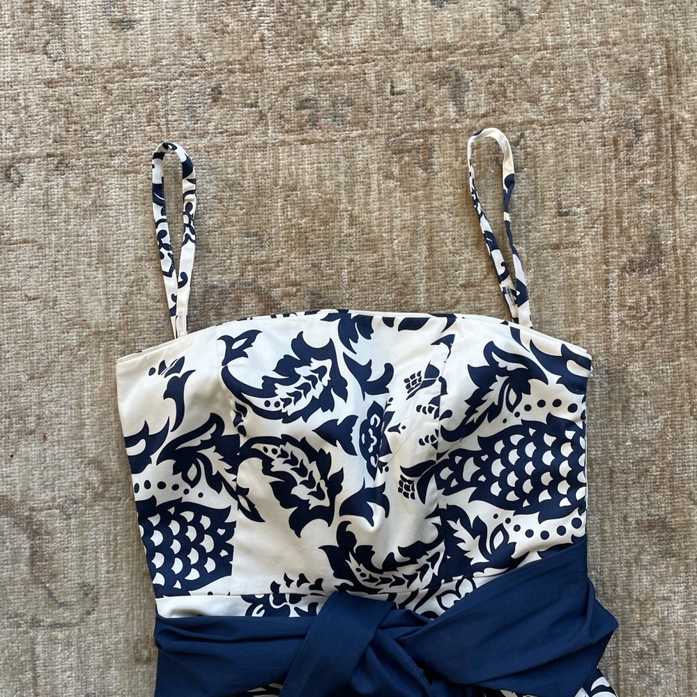 CottonSaint Tropez West Navy and White Midi Dress. Lined. - Picture 8 of 10